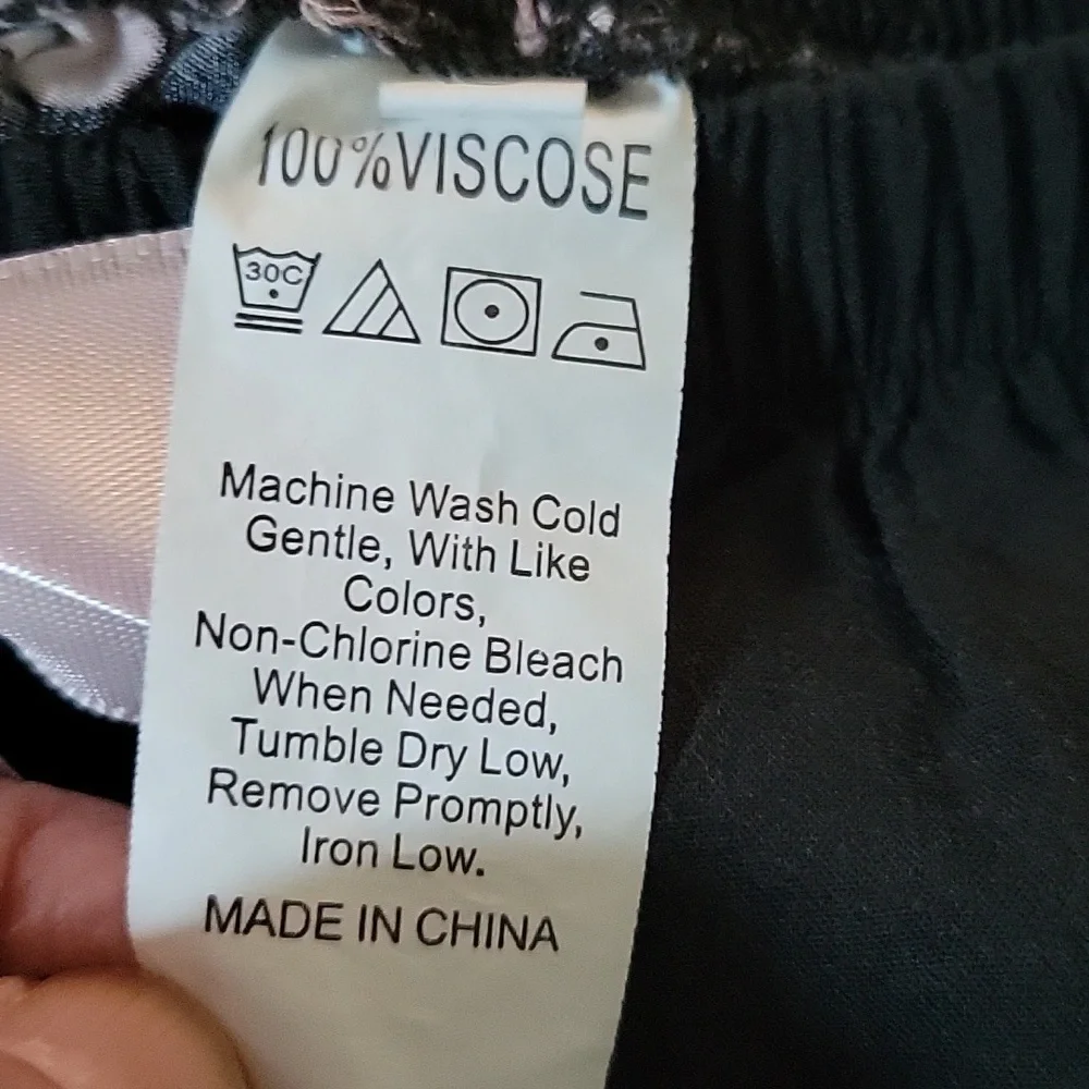 ROMWE BLACK FLORAL PRINT BOW LOUNGEWEAR/SLEEP PANT-NWT - Picture 8 of 8